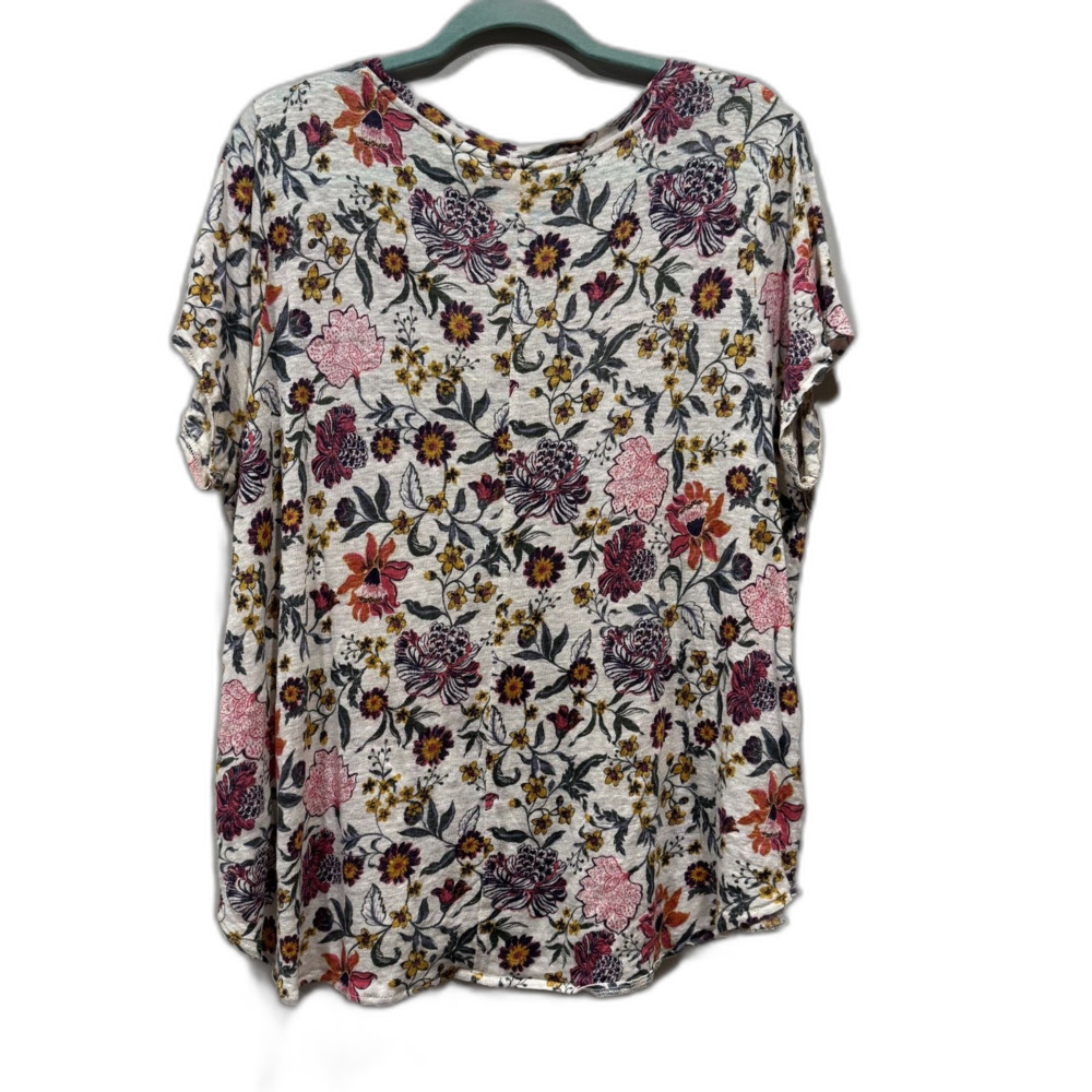 Rachel Zoe Top 100% Linen Floral Scoop Neck Short Sleeve Resort Women 1X Plus - Picture 6 of 7